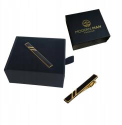  Nyakkendőtű Modern Dobozzal Ajándék Neki Fekete Arany (spinka do krawatu elegancka czarna)