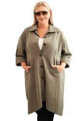 Kesi Khaki női kabát Plus Size gombos zsebekkel (5907302512710)