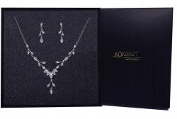 Kokonet Ékszer szett kolia fülbevaló dekoratív ezüst levelek Strasszok minőség (8-0606)