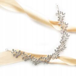 Kokonet Hajpánt feltűnő ezüst cirkónia Virágok Levelek glam (4-0102)