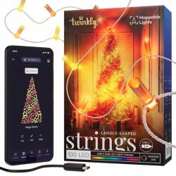 Twinkly Karácsonyfa fényfüzér Twinkly Strings Usb-c 100 Led, gyertya, 6m, átlátszó (TWKC100RGB-T)