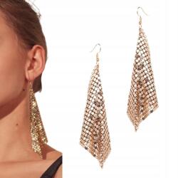 Kokonet Arany fülbevaló 10cm hosszú könnyű dekoratív látványos estélyi csillogó (3-0573)