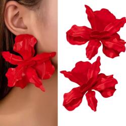 Kokonet Fülbevaló piros Virágos nagy virágos matt esküvő áldozás party Wow (3-0534)