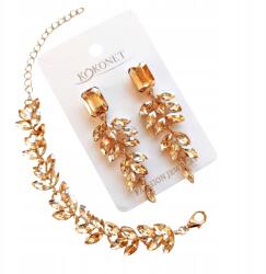 Kokonet ékszer szett pezsgő cirkónia champagne arany fülbevaló karkötő (1-0130 + 3-0376)