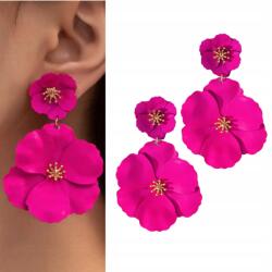 Kokonet Neon fülbevaló élénk virágok Fukszia rózsaszín lógós hosszú arany dísz (3-0541)