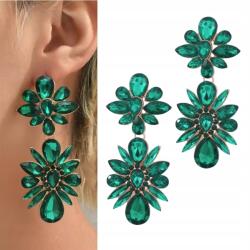 Kokonet Lenyűgöző nagy arany fülbevaló zöld kristály elegáns (3-0579)