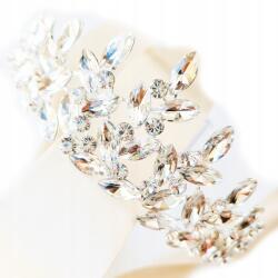 Kokonet Ezüst tiara cirkóniákkal és levelekkel, elegáns, látványos, királynői Boho stílus (Srebrny diadem tiara korona)