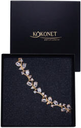 Kokonet Aranyozott karkötő esküvőre, növényi motívummal, Boho stílusú, cirkónia kövekkel, csillogó, ajándék díszdobozban Ingyen (Złota bransoletka na ślub wesele)