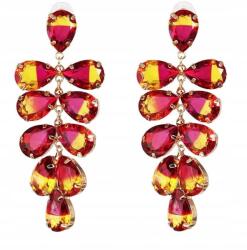 Kokonet Hosszú, fürtös Fülbevaló sárga fukszia Lógó alkalmi