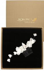 Kokonet Kézzel formázott virág fésű könnyű elegáns ezüst boho egyedi Esküvő (srebrny grzebień z KWIATKAMI)