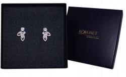 Kokonet Apró ezüst fülbevaló virágok levelek cirkóniával, bedugós, esküvői, rövid (LEKKIE srebrne kolczyki z listkami)