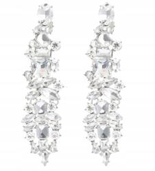 Kokonet Hosszú kristályos arany lógós fülbevaló 10cm kristály csepp levelekkel (3-0485)