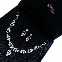 Kokonet ezüst esküvői szett swarovski Boho virágok levelek (8-0202)
