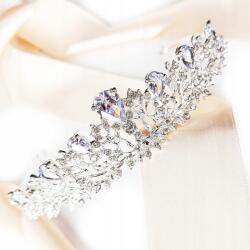 Kokonet Ezüst tiara strasszos ágakkal, finom növényi mintával, levelekkel Esküvő (4-0240)