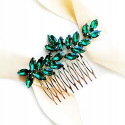 Kokonet Ezüst fésű zöld cirkóniákkal látványos csillogó névjegykártya dekoráció (SREBRNA ozdoba zielone kamienie)