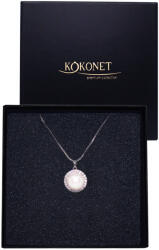 Kokonet Ezüst gyöngy nyaklánc egyetlen elegáns strasszokkal esküvői lánc (Klasyczny naszyjnik z perłą kryształkami ślub)