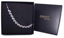 Kokonet Ezüst színű esküvői karkötő levelekkel és cirkónia kövekkel (8-0133)