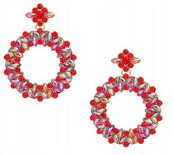 Kokonet Piros nagy karika fülbevaló arany strassz kristályok elegáns party (3-0500)