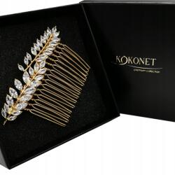 Kokonet Aranyszínű esküvői dísz levélkékkel, hajdísz fésűvel, kiváló minőség (4-0086)