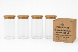 POLIFACH 4x 700ml-es üvegedények Bambo fedővel élelmiszer befőttes üveg kancsó PF-997 (PF-997)