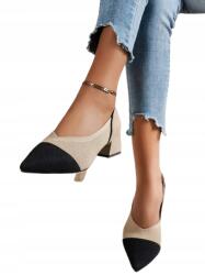  Női Magassarkú Cipő Bézs-fekete 40, 5 FT5G (sx2212157977777250)