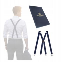  Sötétkék Pöttyös Nadrágtartó, 2.5cm, férfi, elegáns, ajándék (szelki w literze x Męskie do spodni)