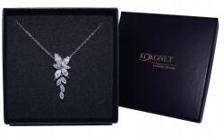 Kokonet Lánc medál Ezüst levelek apró Strasszok (8-0261)