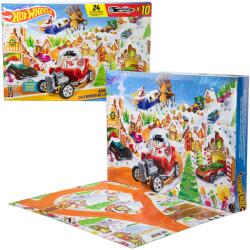 Mattel Hot Wheels Adventi Naptár 2025 24 Meglepetések 10 Jármű +kiegészítők (JCB47)