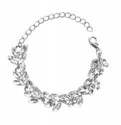Kokonet Estélyi karkötő levelekkel, állítható strasszokkal, elegáns ezüst (1-0131)