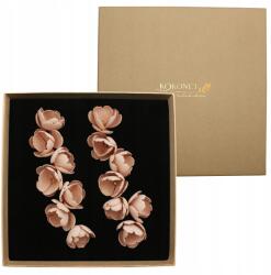 Kokonet Arany virágos fülbevaló bézs, mutatós (Kolczyki złote kwiatowe beżowe HANDMADE)