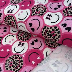  Szabadidő anyag Happy faces pink digital print