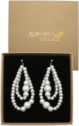 Kokonet Könnycsepp fülbevaló Gyöngyökkel kézzel készített ezüst acél elegáns modern egyedi (Kolczyki stal srebrna eleganckie nowoczesne)