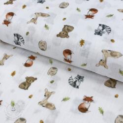  Dupla géz/muszlin Forest animals white digital print