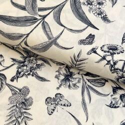  Viszkóz lenvászonnal Floweria navy