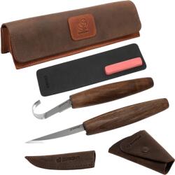 BeaverCraft Set de unelte pentru sculptat linguri Beavercraft (C4X + SK5RX + accesorii de ascuțire) din piele au