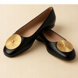 Goodin Fekete lapos balerinacipő fém aranyozott díszítéssel utolsó darab méret 40 (GD-FL865A)