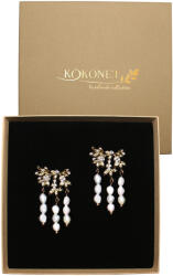 Kokonet Édesvízi gyöngyökkel díszített fülbevaló, kézzel készített aranyozott lógó zsinórokkal (6-0070)