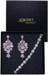 Kokonet Látványos esküvői szett 2 részes fülbevaló karkötő virág szett (ELEGANCKI kwiatowy komplet biżuterii)