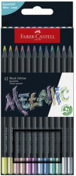  Színes ceruza FABER-CASTELL Black Edition háromszögletű fekete testű metál 12 darabos (07.03688)