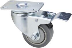 Evotools Roata Pivotanta cu Flansa TPR Gri - Cu Frana Sarcina Maxima 90 kg (679670)