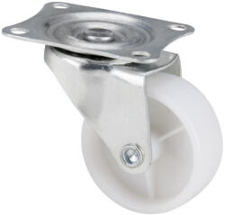 Evotools Roata Mobila Pivotanta cu Flansa din PVC Alb - Fara Frana Sarcina Maxima 30 kg (678372)