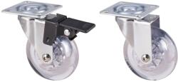 Evotools Roata Mobila Pivotanta cu Flansa PP Transparent - Cu Frana (677847)