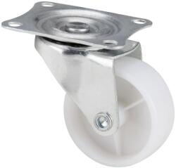 Evotools Roata Mobila Pivotanta cu Flansa din PVC Alb - Fara Frana Sarcina Maxima 30 kg (678371)