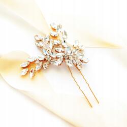 Kokonet Arany színű gombostű kokárda gombostű strasszokkal Látványos csillogó báli (POZŁACANA ozdoba do włosów)