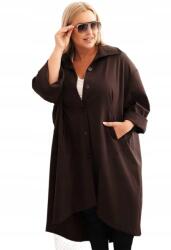 Kesi Barna Plus Size gombos női kabát zsebekkel (5907302512765)