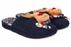 American Club SL20 Meleg Topánka Rénszarvas Mintás Karácsonyi Papucs Navy 38 (SL20/24)