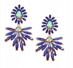 Kokonet Kék esküvői fülbevaló ruha lógó levelek impozáns széles (3-0444)