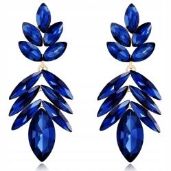 Kokonet Kék hosszú fülbevaló hosszúkás levelekkel csillogó arany csillogó (3-0382)
