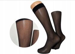 PREDA Női térdzokni Preda fekete téglamintás 1 pár mintás