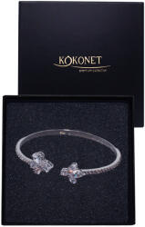 Kokonet Ezüst esküvői bangla karkötő strassz levelekkel Elegáns glam (8-0659)